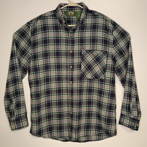 Stillwater Supply Co‎ Flannel Shirt Mens Medium Blue Green Plaid Pocket Outdoor - Picture 3 of 8